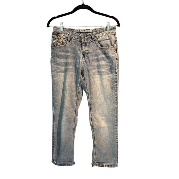 V.S.H. Size 4 Denim Capris Embroidered Pockets Super Soft Comfy Stretchy Classic - Picture 1 of 8